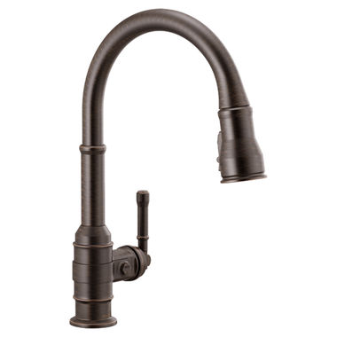 Click here to see Delta 9990-RB-DST Delta Broderick Single Handle Pull-Down Bar/Prep Faucet, Venetian Bronze - 9990-RB-DST