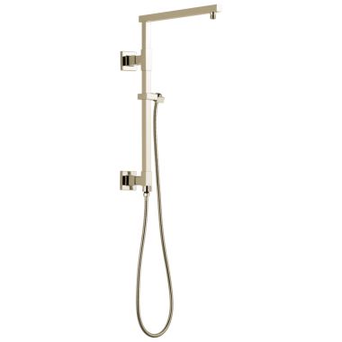 Click here to see Delta 58410-PN Delta Universal Showering 18in Angular Shower Column Kit with Stretchable Hose for Shower Head and Hand Shower, Brilliance Polished Nickel - 58410-PN