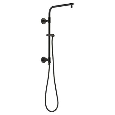 Click here to see Delta 58810-BL Delta Universal Showering 18in Round Shower Column Kit with Stretchable Hose for Shower Head and Hand Shower, Matte Black - 58810-BL