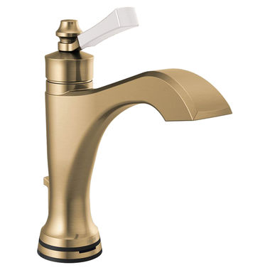 Click here to see Delta 556T-GS-DST Delta Dorval Touchless Bathroom Faucet w/ Metal Pop-Up, Touch2O, TempSense, 1.2 GPM, Champagne Bronze/Porcelain - 556T-GS-DST