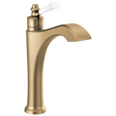 Click here to see Delta 656T-GS-DST Delta Dorval Touchless Mid-Height Champagne Bronze/Porcelain Lavatory Faucet, Less Drain, 1.2 GPM, Single-Handle, DIAMOND Seal, Lever Handle, Touch2Oxt - 656T-GS-DST