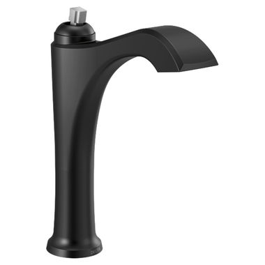 Click here to see Delta 656-BLLHP-DST Delta Dorval Mid-Height Matte Black Lavatory Faucet, Less Drain, 1.2 GPM, Less Handle, DIAMOND Seal - 656-BLLHP-DST