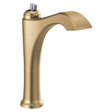 Click here to see Delta 656-GSLHP-DST Delta Dorval Mid-Height Champagne Bronze/Porcelain Lavatory Faucet, Less Drain, 1.2 GPM, Less Handle, DIAMOND Seal - 656-GSLHP-DST