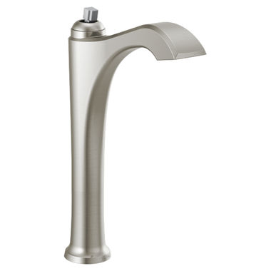Click here to see Delta 756-SSLHP-DST Delta Dorval Stainless Vessel Lavatory Faucet, Less Drain, 1.2 GPM, Less Handle, DIAMOND Seal - 756-SSLHP-DST