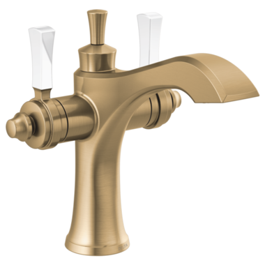 Click here to see Delta 856-GS-DST Delta Dorval Single-Hole Champagne Bronze/Porcelain Lavatory Faucet, Metal Pop-Up, 1.2 GPM, Two-Handle, DIAMOND Seal, Lever Handles - 856-GS-DST