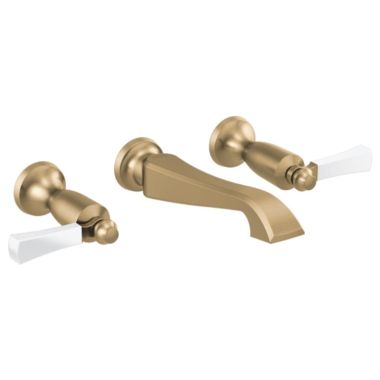 Click here to see Delta T3556LF-GSWL Delta Dorval Wall-Mount Champagne Bronze/Porcelain Lavatory Faucet Trim for 8