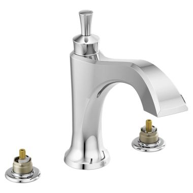 Click here to see Delta T2756-LHP Delta Dorval Two-Handle Roman Tub Faucet Trim, Angular Spout, Less Handles, Chrome - T2756-LHP