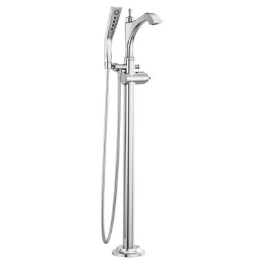 Click here to see Delta T4756-LHP-FL Delta Dorval Single-Handle Freestanding Tub Filler Trim with 1.75 GPM Three-Setting Hand Shower, H2Okinetic, Angular Spout, Less Handles, Chrome - T4756-LHP-FL