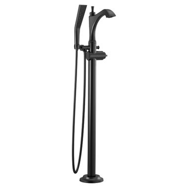 Click here to see Delta T4756-BLLHP-FL Delta Dorval Single-Handle Freestanding Tub Filler Trim with 1.75 GPM Three-Setting Hand Shower, H2Okinetic, Less Handles, Matte Black - T4756-BLLHP-FL