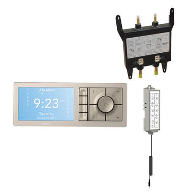 Click here to see Moen TS3302TB-KIT-BATTERY Moen TS3302TB-KIT-BATTERY U by Moen 2-Outlet Smart Shower System Controller w/ Rough-In Valve, Battery, Terra Beige