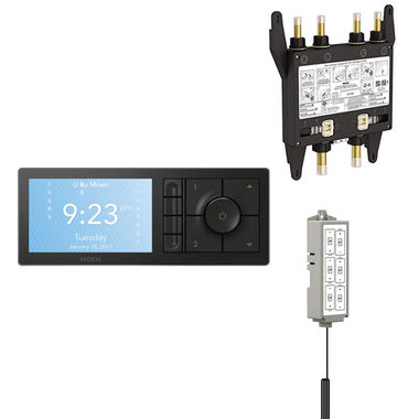 Click here to see Moen TS3304BL-KIT-BATTERY Moen TS3304BL-KIT-BATTERY U by Moen 4-Outlet Smart Shower System Controller w/ Rough-In Valve, Battery, Matte Black
