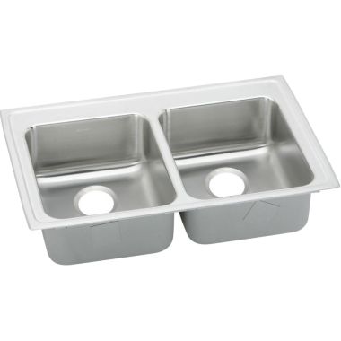 Click here to see Elkay LRAD3321400 Elkay LRAD3321400 Lustertone Stainless Steel Double Bowl Sink