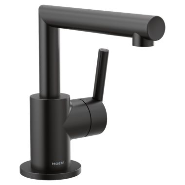 Click here to see Moen S43001BL Moen Arris Single-Handle Matte Black Bathroom Faucet with Metal Pop-Up, 1.2 GPM, ADA Lever Handle, Single-Hole, WaterSense - S43001BL
