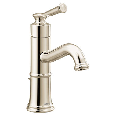 Click here to see Moen 6402NL Moen Belfield Single-Handle High Arc Polished Nickel Bathroom Faucet with Deckplate and Metal Pop-Up, 1.2 GPM, ADA Lever Handle, Single-Hole, LlifeShine - 6402NL