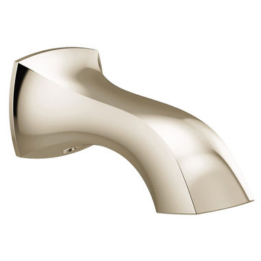 Click here to see Moen 191956NL Moen Voss 7-3/4-inch Wall Mounted Polished Nickel Non-Diverter Tub Spout with 1/2-inch Connection Size, Slip Fit - 191956NL