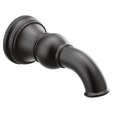 Click here to see Moen S12105BL Moen Weymouth Wall Mounted Matte Black Non-Diverter Tub Spout, 1/2-inch Connection Size, Slip Fit - S12105BL