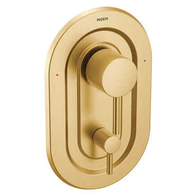 Click here to see Moen T2190BG Moen Align Posi-Temp Valve Trim w/ 3-Function Diverter, Lever Handles, Brushed Gold - T2190BG