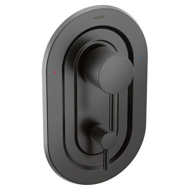 Click here to see Moen T2190BL Moen Align Posi-Temp Valve Trim w/ 3-Function Diverter, Lever Handles, Matte Black - T2190BL