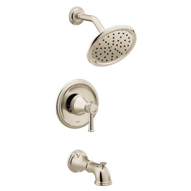Click here to see Moen T2313EPNL Moen Belfield Posi-Temp Tub/Shower Faucet with 1.75 Rainshower, 1-Function, Single Lever Handle, M-PACT, Immersion, Polished Nickel - T2313EPNL