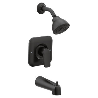 Click here to see Moen T2813EPBL Moen Rizon Posi-Temp Tub/Shower Faucet, 2.5 GPM, 1-Function, Single Lever Handle, M-PACT, Eco-Performance, Matte Black - T2813EPBL