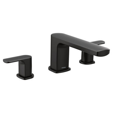 Click here to see Moen T935BL Moen Rizon Roman Tub Faucet Trim, Lever Handles, ADA, M-PACT, Matte Black - T935BL