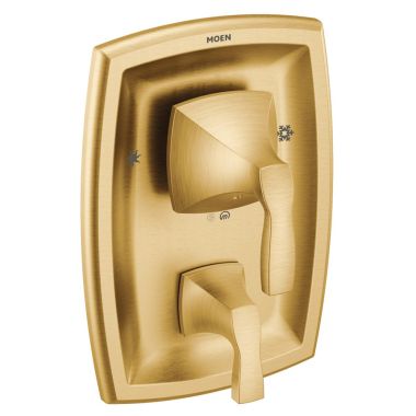 Click here to see Moen T2690BG Moen Voss Posi-Temp Valve Trim w/ 3-Function Diverter, Lever Handles, Brushed Gold - T2690BG