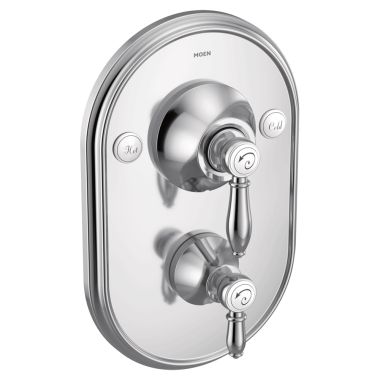 Click here to see Moen TS32100 Moen Weymouth Posi-Temp Valve Trim w/ Diverter, Lever Handles, Polished Chrome - TS32100