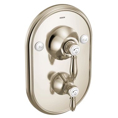 Click here to see Moen TS32100NL Moen Weymouth Posi-Temp Valve Trim w/ Diverter, Lever Handles, Polished Nickel - TS32100NL