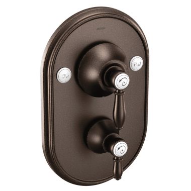 Click here to see Moen TS32100ORB Moen Weymouth Posi-Temp Valve Trim w/ Diverter, Lever Handles, Oil Rubbed Bronze - TS32100ORB