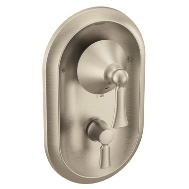 Click here to see Moen T4500BN Moen Wynford Posi-Temp Valve Trim w/ 3-Function Diverter, Lever Handles, Brushed Nickel - T4500BN