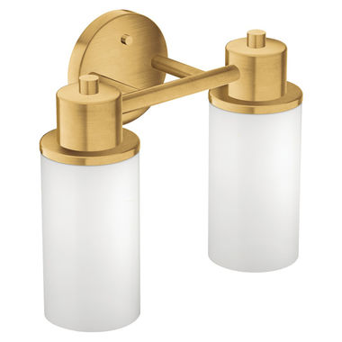 Click here to see Moen DN0762BG Moen Iso 2-Globe Bathroom Vanity Light, Brushed Gold - DN0762BG