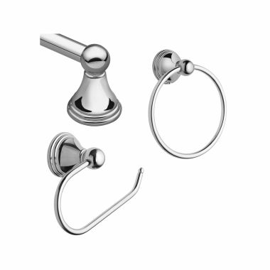 Click here to see Moen DN8433CH Moen CSI Preston 3-Piece Bathroom Accessory Kit with Toilet Paper Holder and Towel Bar/Ring, Chrome - DN8433CH