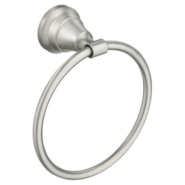 Click here to see Moen MY0386BN Moen Halle Round Wall Mounted Towel Ring, Spot Resist, Zinc Constructed, Brushed Nickel - MY0386BN