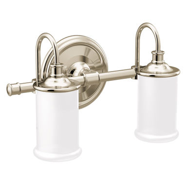 Click here to see Moen YB6462NL Moen Belfield 2-Globe Bathroom Vanity Light, Polished Nickel - YB6462NL