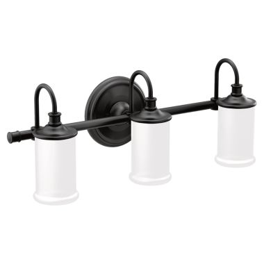 Click here to see Moen YB6463BL Moen Belfield 3-Globe Bathroom Vanity Light, Matte Black - YB6463BL