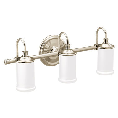 Click here to see Moen YB6463NL Moen Belfield 3-Globe Bathroom Vanity Light, Polished Nickel - YB6463NL