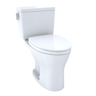 Click here to see Toto MS746124CUMFG#01 TOTO Drake 1G Two-Piece Universal Height Toilet, Elongated, 1.0 and 0.8 GPF, CEFIONTECT, SoftClose Seat, WASHLET+, Cotton White - MS746124CUMFG#01