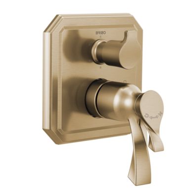 Click here to see Brizo T75630-GL Brizo Virage TempAssure Thermostatic Valve Trim w/ 6-Function Diverter Trim, Lever Handles, Luxe Gold - T75630-GL