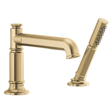 Click here to see Brizo T67476-GLLHP Brizo Invari Roman Tub Faucet Trim with Single-Function Handshower, Less Handles, Brilliance Luxe Gold - T67476-GLLHP