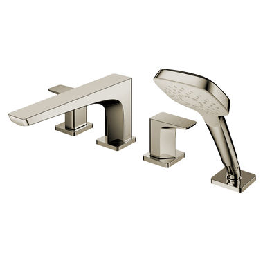 Click here to see Toto TBG07202U#BN TOTO GE Two-Handle Four-Hole Roman Tub Faucet Trim, Angular Spout, Lever Handles, ADA, Less Hand Shower, Brushed Nickel - TBG07202U#BN