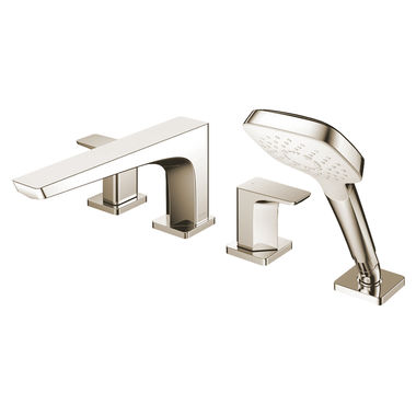Click here to see Toto TBG07202U#PN TOTO GE Two-Handle Four-Hole Roman Tub Faucet Trim, Angular Spout, Lever Handles, ADA, Less Hand Shower, Polished Nickel - TBG07202U#PN