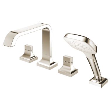 Click here to see Toto TBG08202U#PN TOTO GC Two-Handle Four-Hole Roman Tub Faucet Trim, Double-Bend Spout, Less Hand Shower, Polished Nickel - TBG08202U#PN