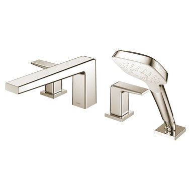 Click here to see Toto TBG10202U#PN TOTO GB Two-Handle Four-Hole Roman Tub Faucet Trim, Lever Handles, ADA, Less Hand Shower, Polished Nickel - TBG10202U#PN