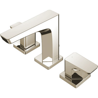 Click here to see Toto TLG07201U#PN TOTO GE Two-Handle Widespread Bathroom Sink Faucet with Metal Pop-Up Drain and Taut V-Shaped Edge, 1.2 GPM, Three-Hole, Polished Nickel - TLG07201U#PN