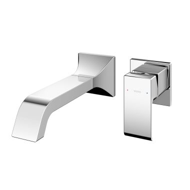 Click here to see Toto TLG08308U#CP TOTO GC Long Single-Handle Brass Bathroom Sink Faucet with COMFORT GLIDE Technology, Wall-Mount, Square, 1.2 GPM, Polished Chrome - TLG08308U#CP