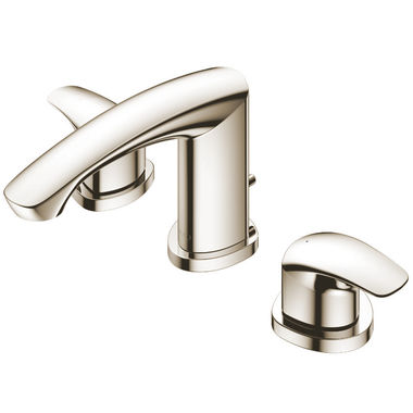 Click here to see Toto TLG09201U#PN TOTO GM Two-Handle Widespread Bathroom Sink Faucet with Metal Pop-Up Drain, Three-Hole, Lever Handles, 1.2 GPM, Polished Nickel - TLG09201U#PN
