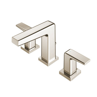 Click here to see Toto TLG10201U#PN TOTO GB Widespread Two-Handle Brass Bathroom Sink Faucet with Metal Pop-Up Drain, Lever Handles, Three-Hole, 1.2 GPM, Polished Nickel - TLG10201U#PN