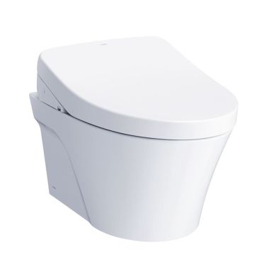 Click here to see Toto CWT4263046CMFG#MS TOTO AP WASHLET+ Wall-Hung Toilet with S500e Bidet Seat, 1.28/0.9 GPF, Cotton White w/ Silver - CWT4263046CMFG#MS