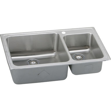Click here to see Elkay LFGR37221 Elkay LFGR37221 Gourmet Stainless Steel Double Bowl Sink
