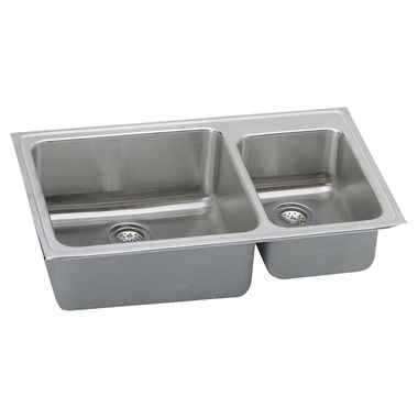 Click here to see Elkay LFGR37220 Elkay LFGR37220 Gourmet Stainless Steel Double Bowl Sink